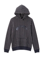 [L]ストライプ×ロゴフーデッドプルオーバー/ネイビー(393)