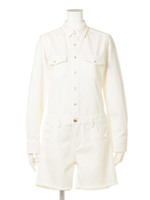 【BED&BREAKFAST】Stretch Kersey Short Jumpsuit/WHITE
