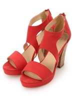 コルクヒールサンダル/レッド系(062)