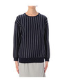 ストライプ柄ニットプルオーバー/ブラック(319)