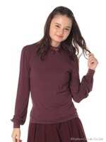 ハイネックカットソー/ワイン