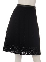 フロッキーフラワーレースタックスカート/オフホワイト