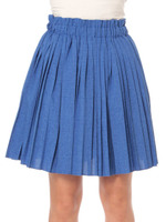 プリーツヒザ丈スカート/ブルー