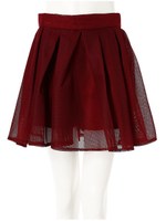 メッシュタックフレアミニスカート/ボルドー