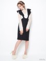 レースハイネック2wayトップス/BLACK