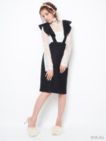 レースハイネック2wayトップス/BLACK