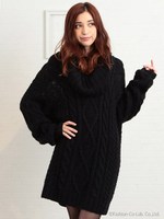 2way手編みケーブルニット/ネイビー