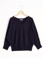 Vネックドルマンニット/グレー