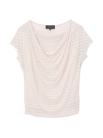 [L]シャドーボーダードレープカットソー/ライトベージュ(051)