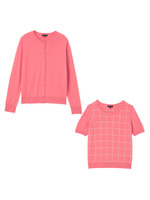 [S]ウィンドウチェックニットアンサンブル/ピンク系(273)