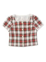 ガーリーチェックトップス/ベージュ