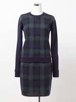 ジャガードニットチェックセットアップ/ネイビー