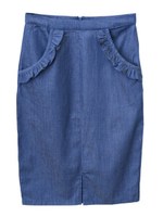 センタースリットタイトスカート/ライトデニム