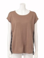 チェック切替ニットチュニック/ブルー