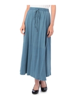 デニム風マキシスカート/サックス(090)