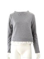 ビジュ&レース   裏毛トップス/GY