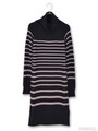 ボーダーニットワンピース/ブラック×キャメル