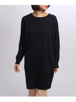 ラメチドリ切り替えニットワンピース/ブルー系(494)