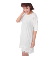 裾フリンジTシャツワンピース/オフホワイト(003)