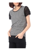 袖レースカットソー/ライトグリーン(021)