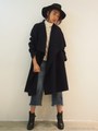 【Lady like】ダブルフェイスウールガウンコート/ネイビー