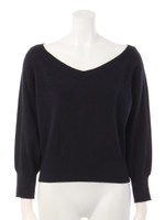 ウールシンプルＶネックニット/NAVY