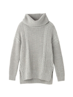 ケーブルオフタートルニット/ブラック(019)