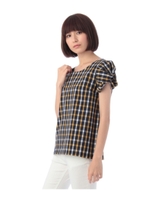 ツイスト袖プリントブラウス/ネイビー(793)