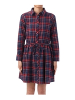 ドロストチェックシャツワンピース/ダークグリーン(223)