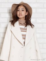 フリルタートルボーダーニット/ライトグレー