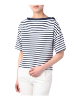 ボートネックボーダーカットソー/ブルー系(194)