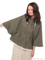 ミリタリー裾レースポンチョブルゾン/Beige