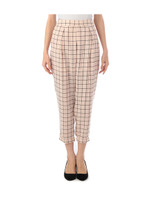 格子チェック柄テーパードパンツ/ネイビー系(292)