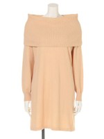 衿取り外しゆったりニットワンピース/オレンジピンク