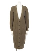 畦編みロングカーディガン１/Camel