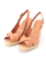 LE CRABE ROUGE レザーウェッジソールサンダル/ブラウン(042)