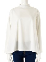 ハイネックフレアAラインチュニック/ホワイト