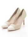ハラコトゥキャップハイヒールパンプス/WHITE