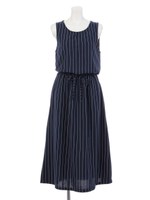 ピンストライプマキシ丈OP/ＮＡＶＹ