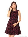 フロッキーチェックワンピース/ワイン