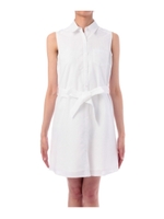 ベルト付きノースリーブシャツワンピース/ホワイト(003)