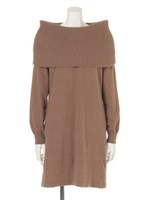 衿取り外しゆったりニットワンピース/ライトグレー