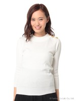 肩ボタンハイネックニット/サックス