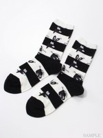 FUNNY BUNNY BORDER SOCKS/OFF WHITE×BLACK