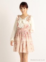 【LIZ LISA】チェック×花ジャンスカ/ボルドー