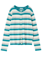 トリコロールボーダーニットカーディガン/ネイビー(393)