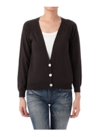 バックギャザーVネックニットカーディガン/グレー系(018)