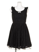 フラワーレースリボンフリルワンピース/ピンク