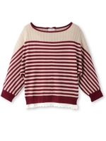 ボーダーバックリボンゆるニット/ボルドー(364)