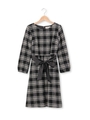 リボンつきシャギーチェックワンピース/ブラック(219)